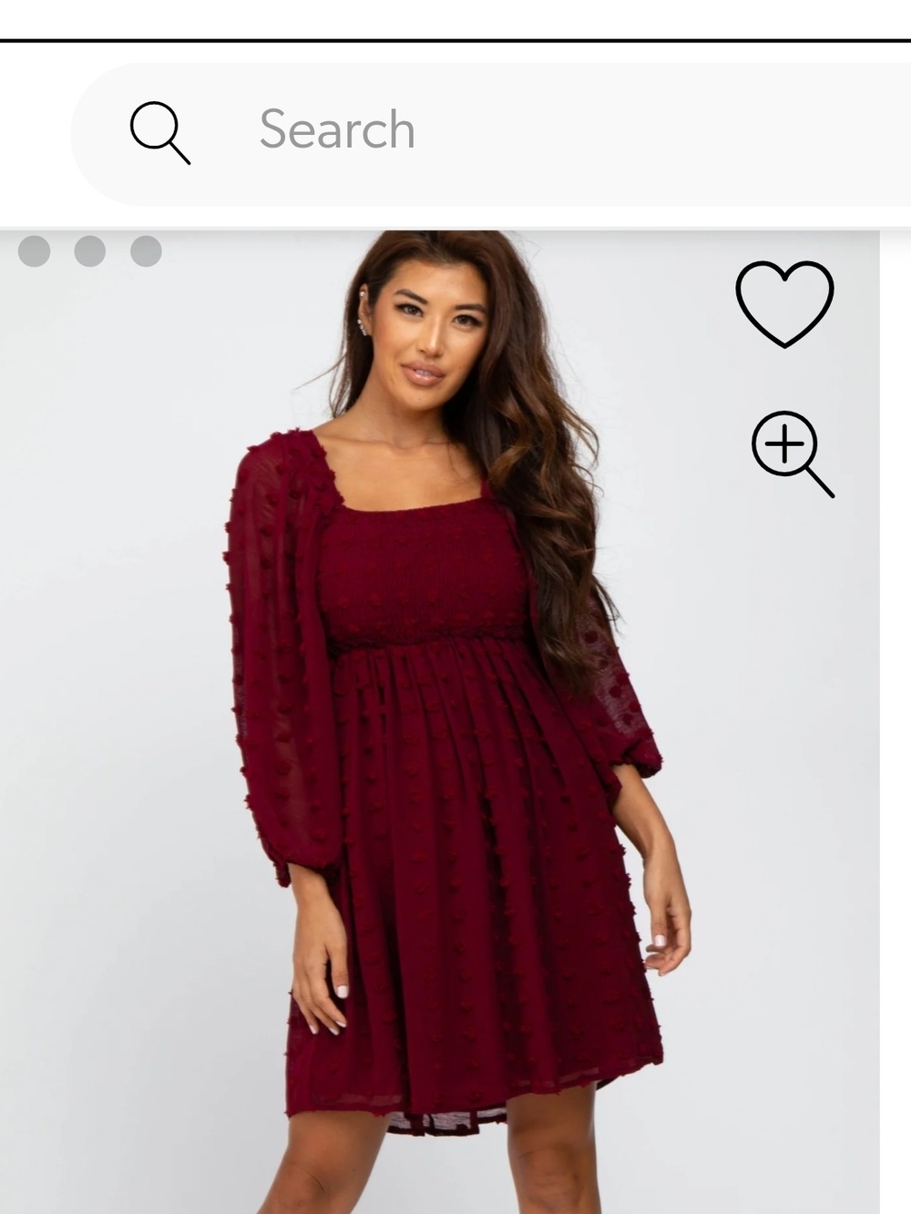 Square Neck Burgundy Babydoll Mini Dress